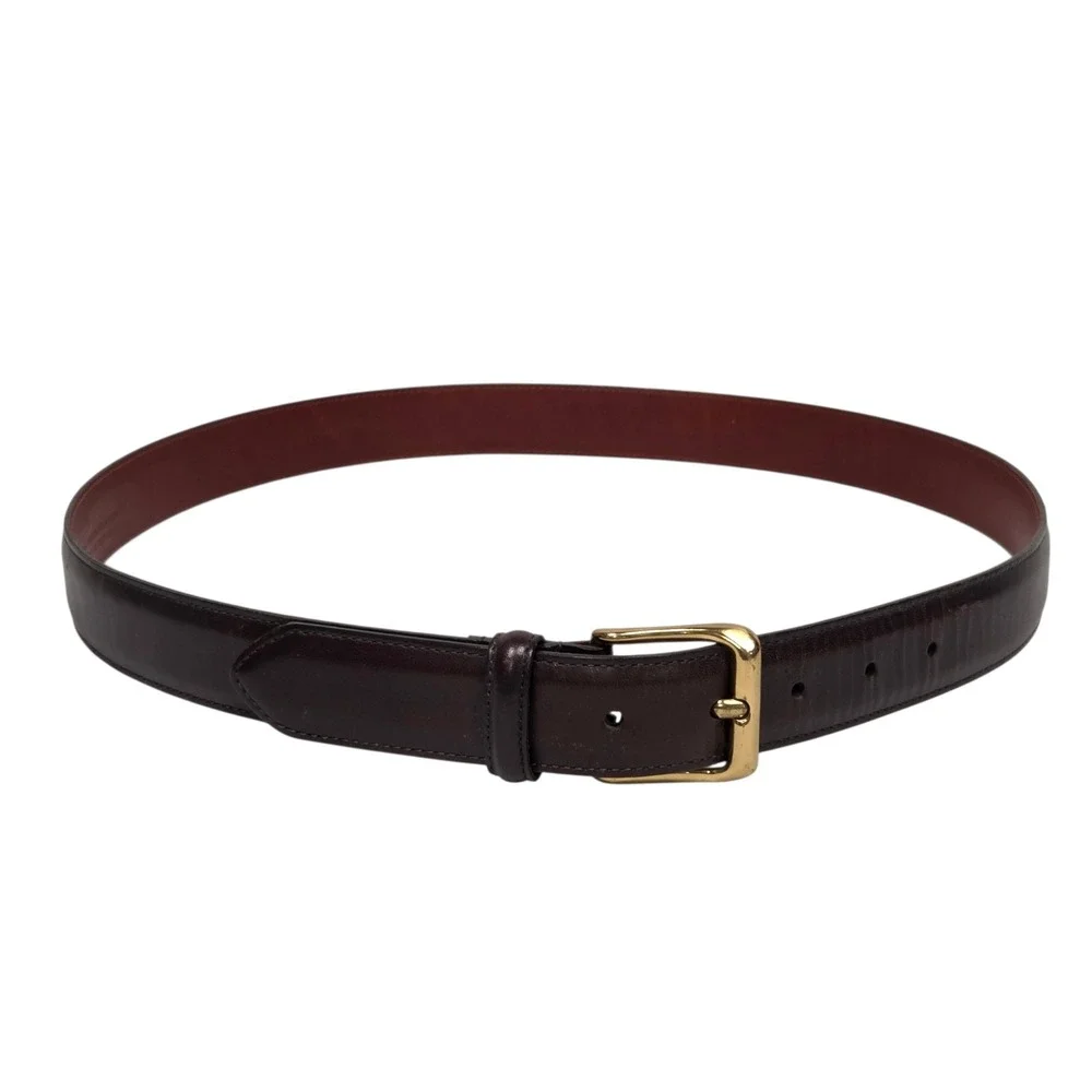 Vintage 90s Coach Belt Mens 38 Brown Burnished Cowhide Brass 5950 G1 Leather